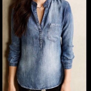 Cloth & Stone Tencel Chambray Popover Top Shirt